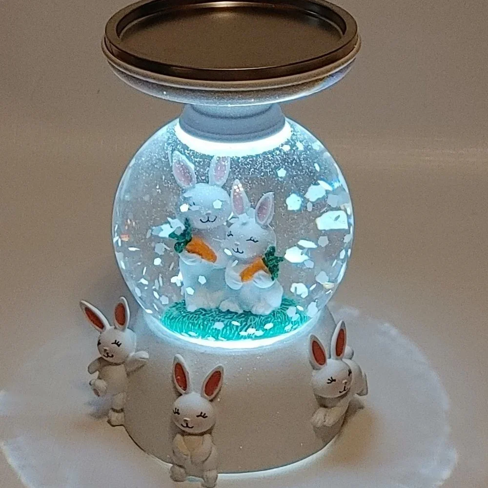 BATH & BODY WORKS HOME DECOR 3-WICK EASTER WATER GLOBE PEDESTAL CANDLE H… - Picture 7 of 7